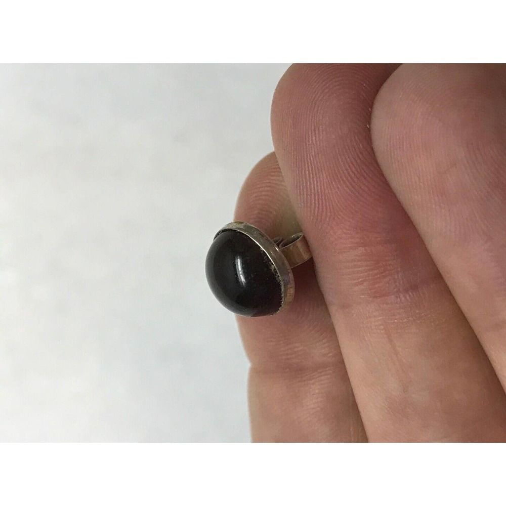 Small Black Onyx Stone Silver Button Earrings Pos… - image 3